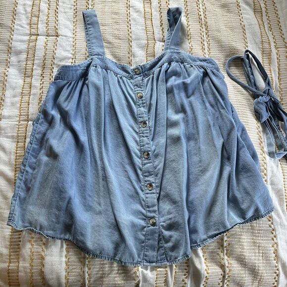 Motherhood Maternity Women’s Blue Denim Tank Blouse w/Tie Front Size XL - Picture 1 of 11